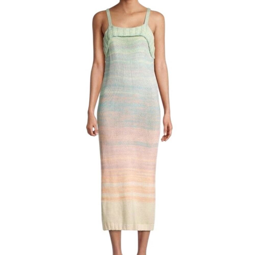 NWT 525 America Ombre Knit Pastel Sleeveless Barbiecore Sweater Midi Dress XS